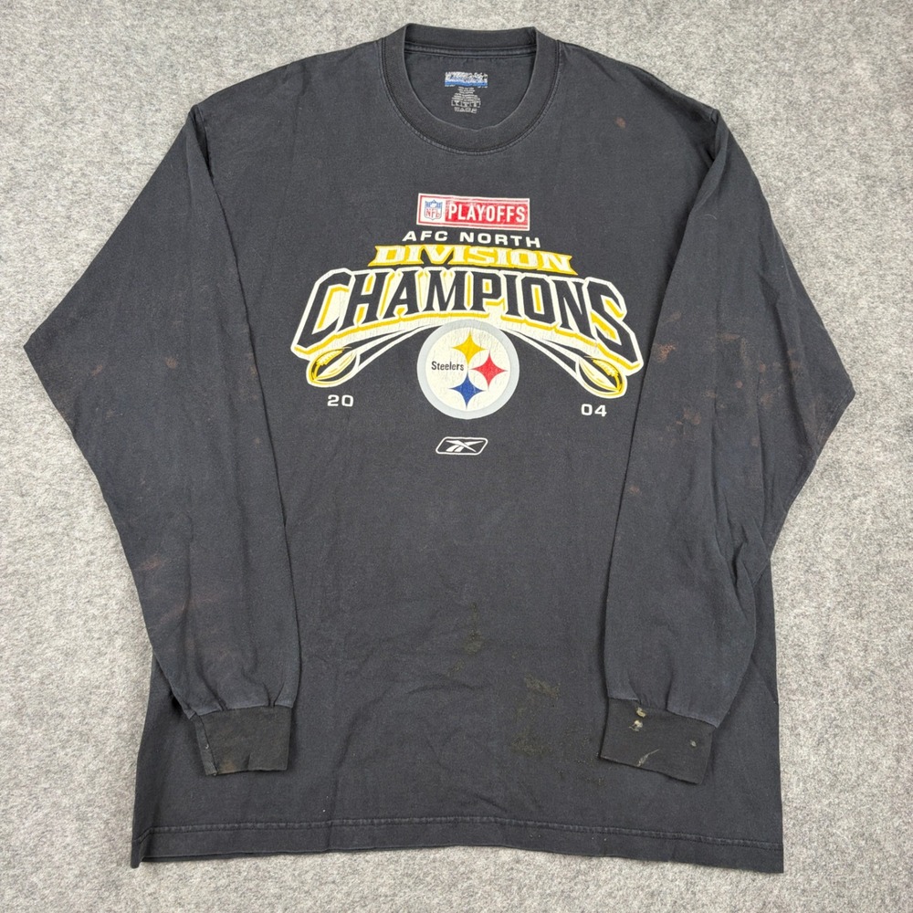 Y2K Reebok Long Sleeve Shirt Mens Large Pittsburgh Steelers 2004 Division Champs